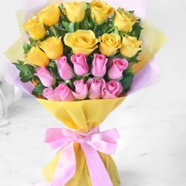 Bouquet of Pink and Yellow Roses