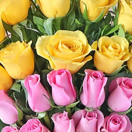 Bouquet of Pink and Yellow Roses